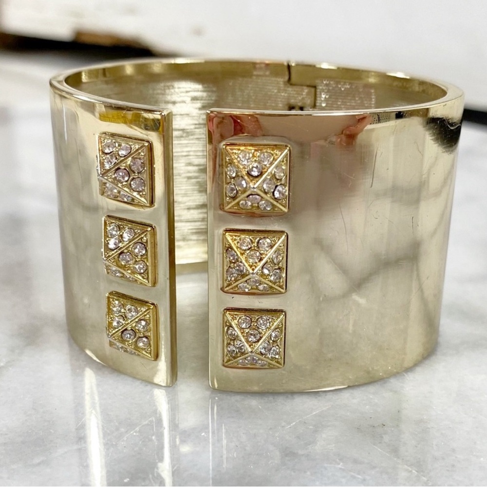 Victoria’s Secret Gold Crystal Pyramid Cuff Bracelet